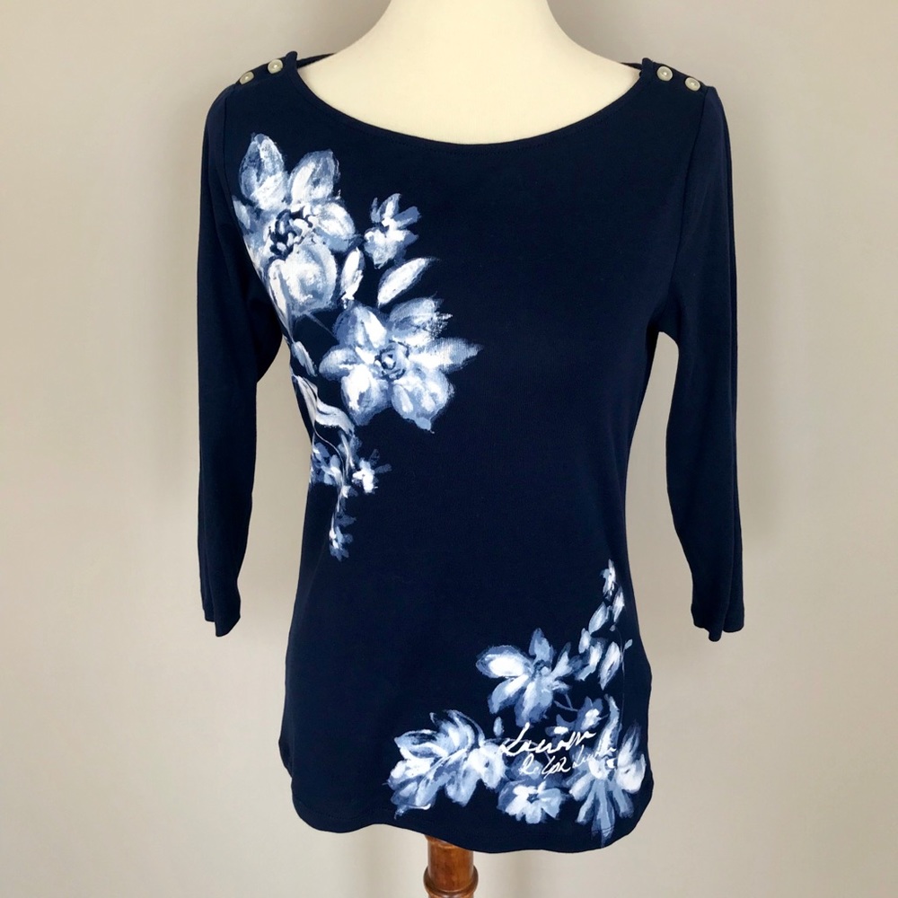 Lauren Ralph Lauren Navy Floral Top